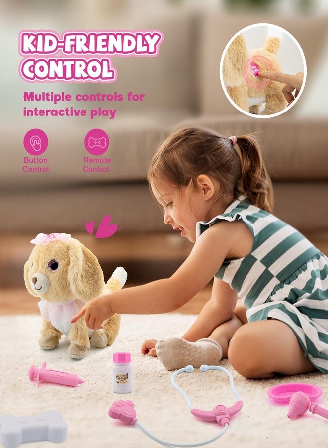 Airbition Plush Toy Dog for Girls, Interactive Dog Puppy Toys, for 2 3 4 5Year Old Toddler Kids, Walking, Barking, Tail Wagging, Remote Control Realistic Stuffed Animal, 11 Accessories - Image 4